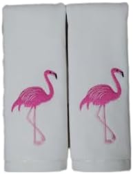 2-Pack Flamingo Cotton Hand Towels White - Perfect for Bathroom Kitchen