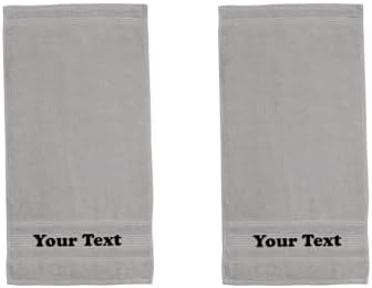 Ephesos Personalized bath towel set custom embroidery 2-pieces soft elegant grey