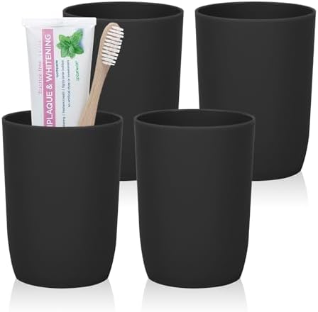 AstraLoom 4-Piece Unbreakable Bathroom Tumblers Toothbrush Organizer