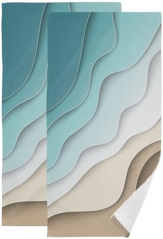 Turquoise Brown Cream Gradient Hand Towels Set of 2
