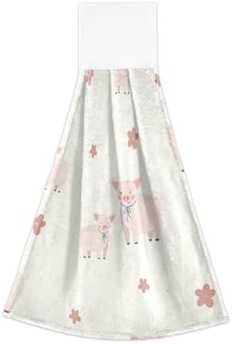 2 Pcs Kitchen Coral Velvet Hanging Towels with Velcro