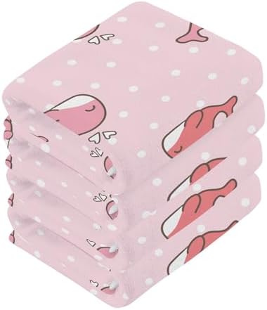 Xigua Cute Cartoon Whale Washcloths Set of 2 12 x 12 Inch Towels
