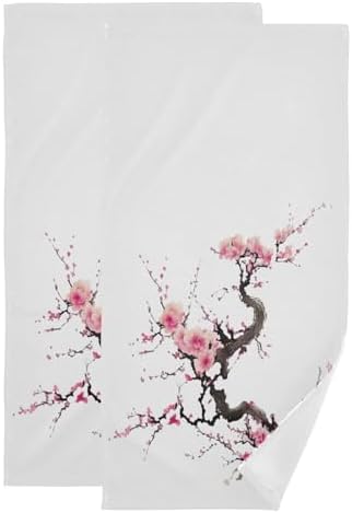 SUMNEESHA Pink Cherry Blossom Hand Towels Set of 2