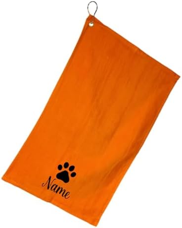 Personalized Dog Towel with Embroidered Name Clip Small Orange