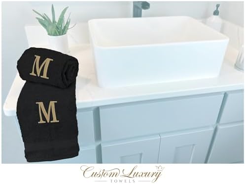 Monogrammed Luxury Hand Towels for Bathroom Set of 2