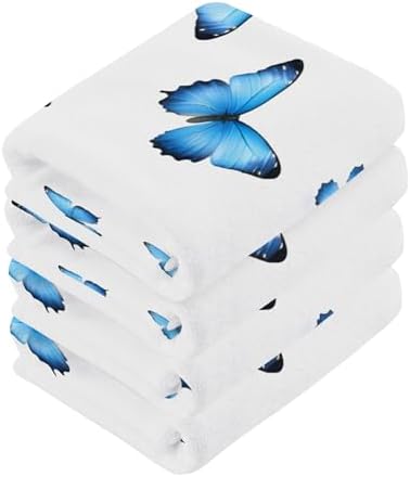 xigua Blue Butterflies Washcloths Set of 2 - 12x12 Inch