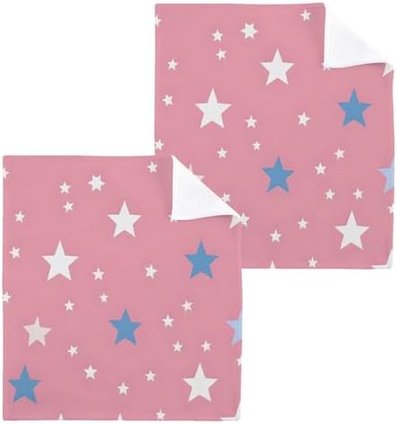 Xigua Blue Stars Washcloths Set of 2 12x12 Inch