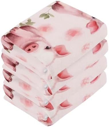 Pink Pig Washcloth 2-Pack Soft Reusable Fingertip Face Towels