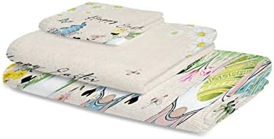 CosyBright 3 Piece Bath Towels Set Easter Bunny