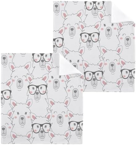 Cute Llama Washcloths 2 Pack Soft Absorbent Towels