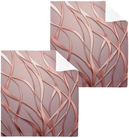 Elegant Rose Gold Stripes Washcloth Set
