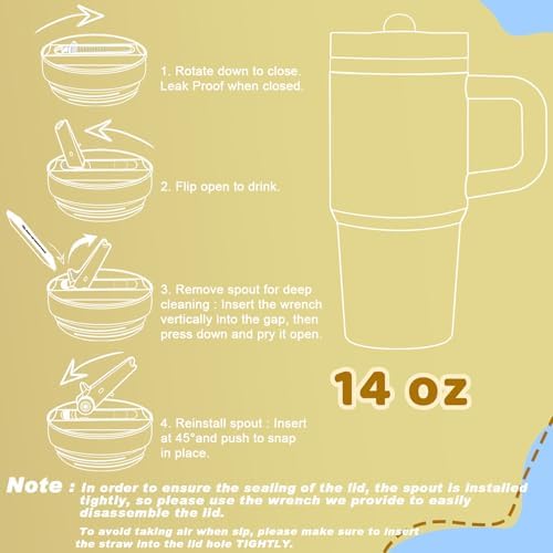 14 oz Tumbler for Kids with Detachable Flip Straw Lid and Handle