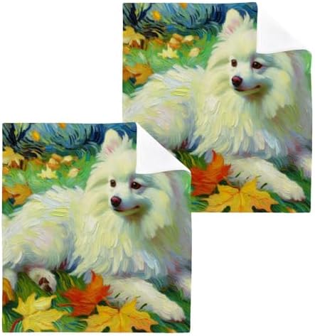 Two-Piece Set - Van Gogh Spitz Autumn Washcloths Towels