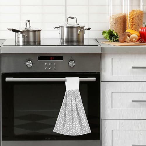 Aslsiy Grey Square Hand Towel Set of 2 for Kitchen and Bath