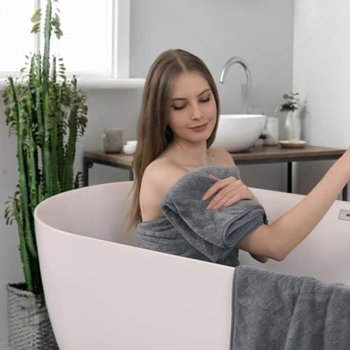 Ycosy 4-Piece Gray Bath Towel Set 35x70 Inches