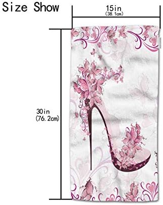 HGOD DESIGNS Pink Flower Hand Towels Pack of 4 Butterfly Design 15x30 Inches
