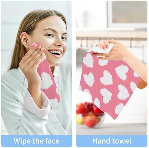 Xigua White Heart Washcloths Set of 2 12x12 Inch