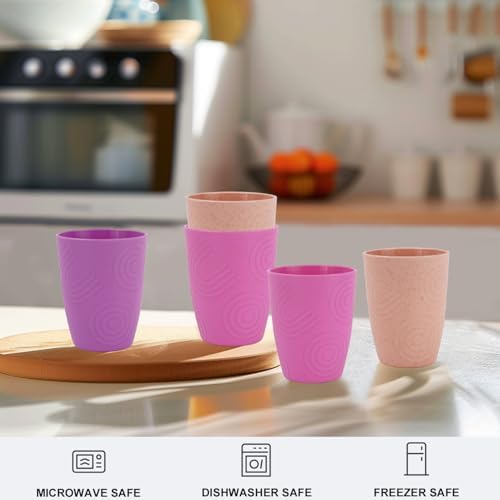 6 Pack Wheat Straw Cups Reusable Plastic Drinking Cups for Kids