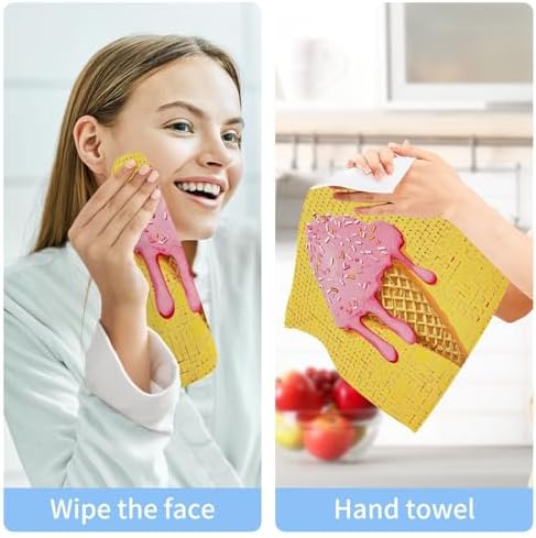 Ice Cream Cone Washcloths 2 Pack Soft Absorbent Towels