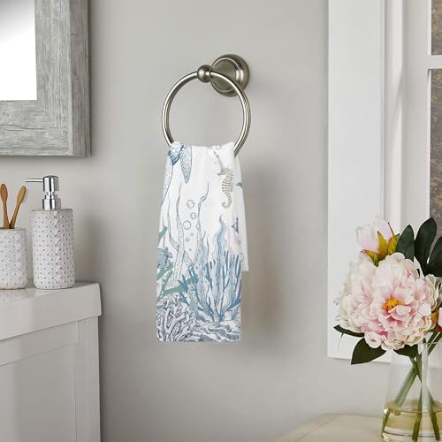 Double-Hang Blue Sea Turtle Hand Towels