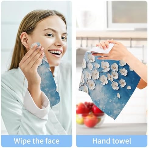 Xigua White Flowers Washcloth Set