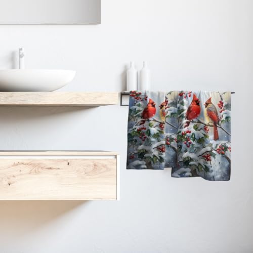 Granbey Winter Red Bird Hand Towels Pack of 2 1
