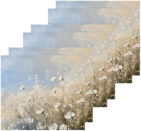 Xigua White Flowers Washcloths Set of 2 12x12 Inch