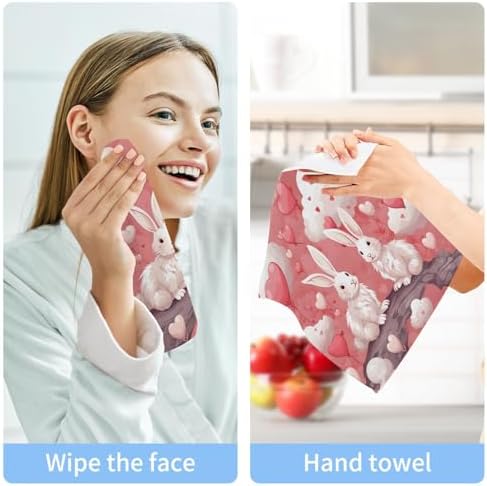 YETTASBIN Bunny Heart Washcloth Set 2-Pack