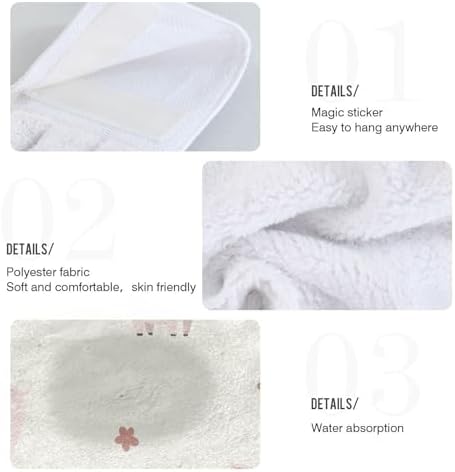 2 Pcs Kitchen Coral Velvet Hanging Towels with Velcro
