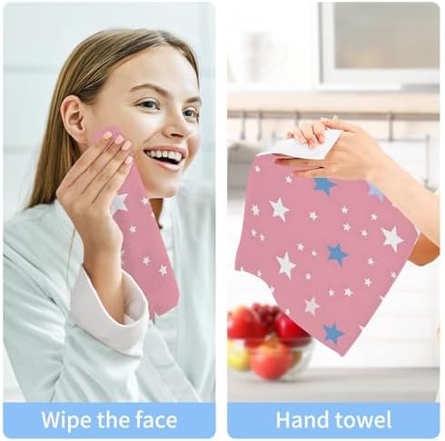Xigua Blue Stars Washcloths Set of 2 12x12 Inch