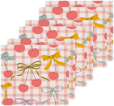 Xigua Cherries and Bows Washcloths Set of 2 12 x 12 Inch