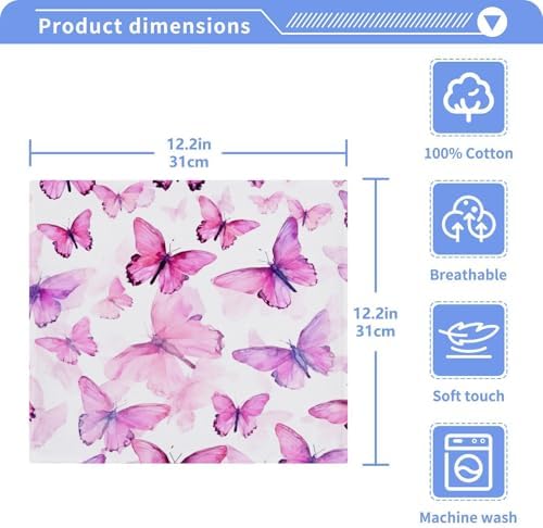 YETTASBIN Butterfly Washcloths 2-Pack Soft Absorbent Cotton Baby Face Towels