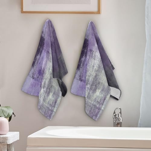 Purple Grey Hand Towels for Bathroom 2 Pack