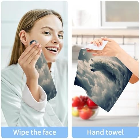 YettAsBin Polar Bear Washcloth Set 2-Piece Soft Reusable 12x12-inch