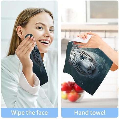 Kigai Ultra Soft White Tiger Washcloth Set
