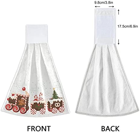 Aslsiy Christmas Gingerbread Train Hanging Kitchen Towels Set of 2