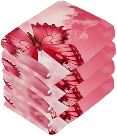 Perfect-Sized Pink Butterfly Washcloth Set