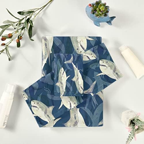 DOMIKING Shark Ocean Bath Towel Set of 3