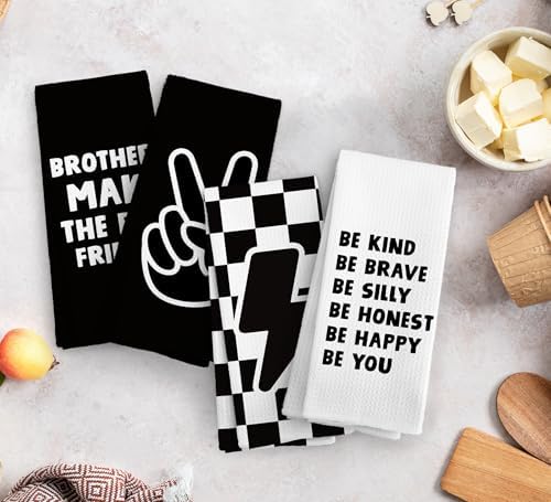 NOQL Black White Checkered Towels Set