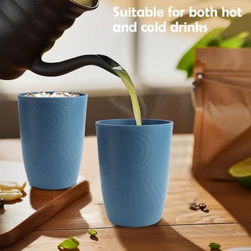BUSOKIP Premium Wheat Straw Cups Set of 6 Blue