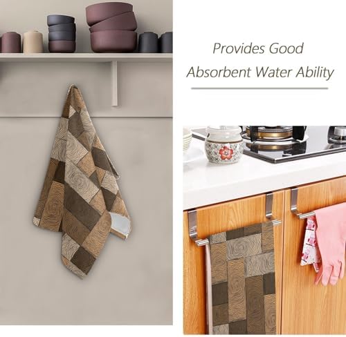 XALOGEER Brown Beige Parquet Hand Towels 14x28
