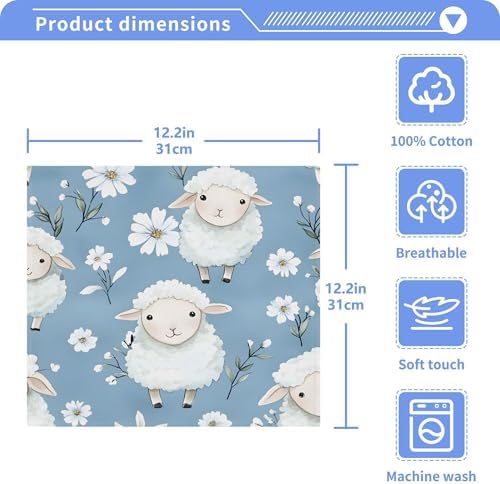 XiguaCute Baby Sheep Washcloth Set Fast Drying Multi-Purpose 12x12 Inch