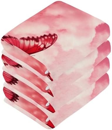 Soft Reusable Pink Butterfly Washcloths