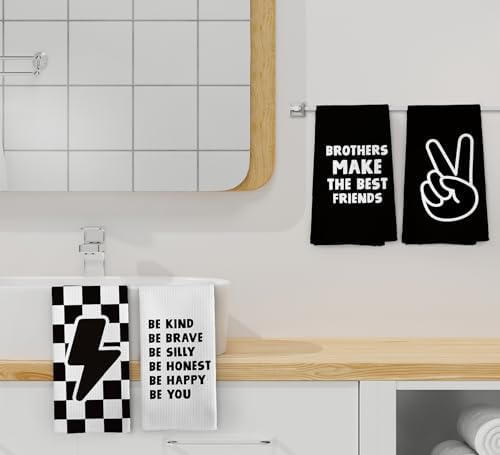 NOQL Black White Checkered Towels Set