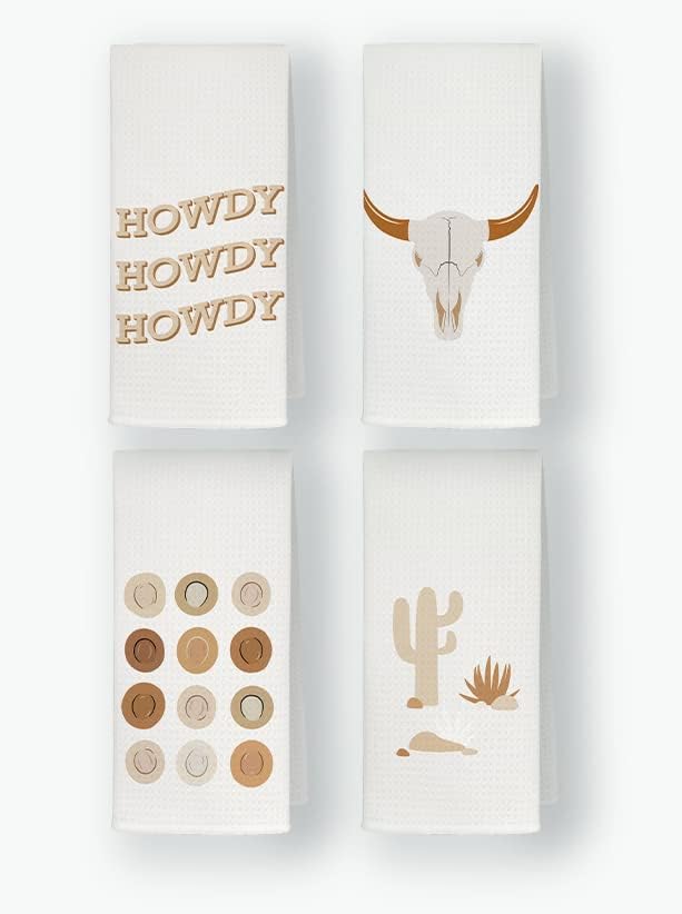 Retro Skull Cactus Western Charms 16x24 Set of 4