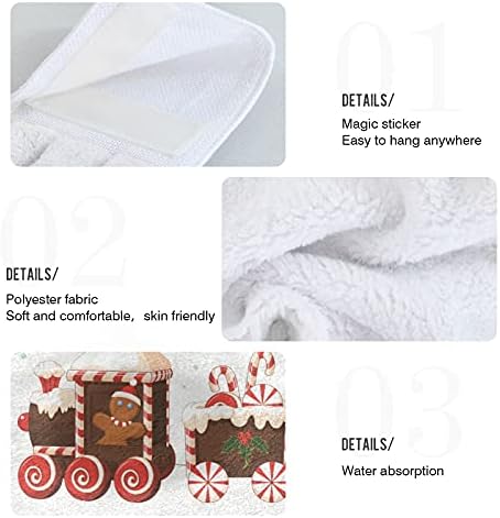 Aslsiy Christmas Gingerbread Train Hanging Kitchen Towels Set of 2
