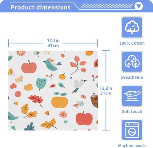 Machine Washable Autumn xigua Washcloth Set - Soft Absorbent Face Body Kitchen Toweels