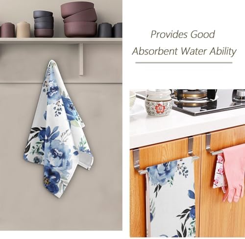 HUAZHIKOU Spring Navy Floral Hand Towels