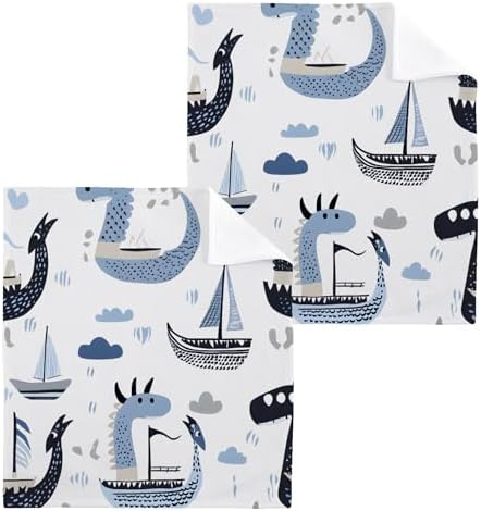 Viking Dragon Ship Washcloth Set - Fast Drying MultiPurpose Face Body Towels