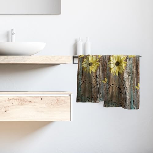 Giwawa Rustic Barn Sunflower Wooden Hand Towel Set